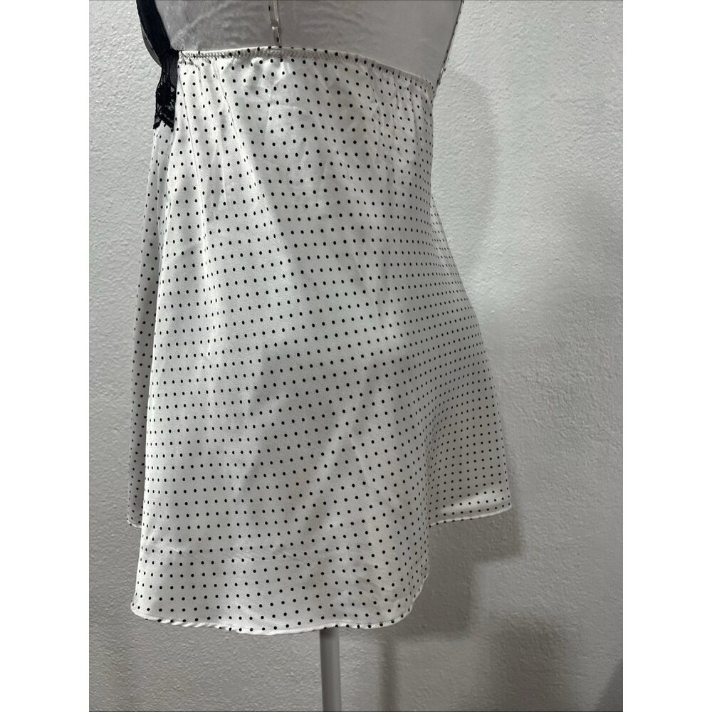 Vtg VICTORIA’S SECRET White Polka Dot  Satin Babydoll Cami Top Fairy Y2k 2000s M - Picture 7 of 12
